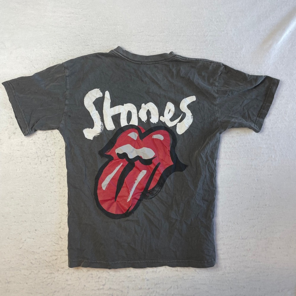 The Rolling Stones Graphic T-Shirt Unisex Small Charcoal Gray Tongue Logo Tee